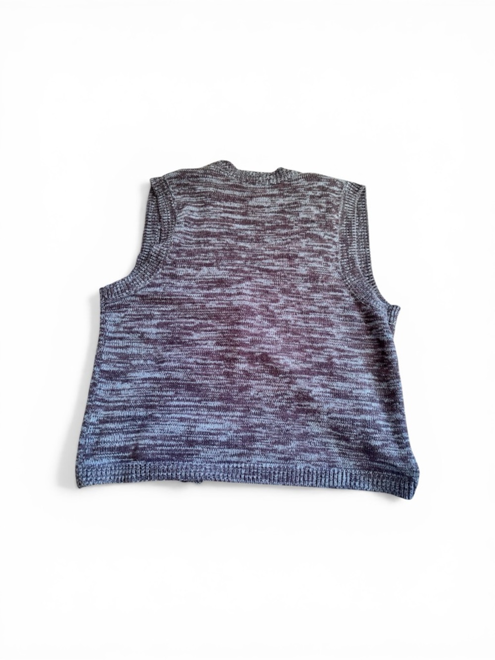 Cricket Lane Sz M Oversized Button-Front Autumn Leaves Knit Vest - Heather Blue - Picture 2 of 8